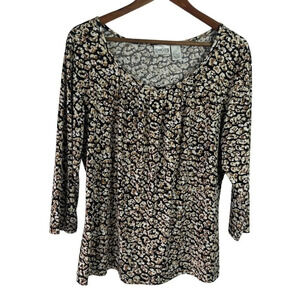 Chicos Size 3 (XL/16) Stretch Blouse Pullover Abstract Animal Print